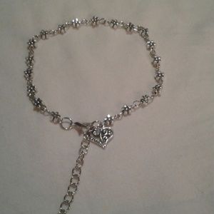 Flower Anklets with dangle heart